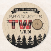 Rustikaler Wald Kariert Lumberjack Boys 2. Geburts Runder Pappuntersetzer (Vorderseite)