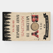 Rustikaler Wald Kariert Lumberjack Boys Babydusche Banner (Horizontal)