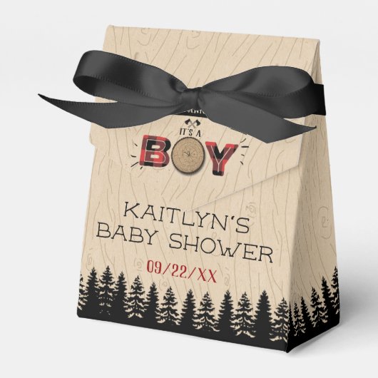 Rustikaler Wald Kariert Lumberjack Boys Babydusche Geschenkschachtel (Vorderseite)