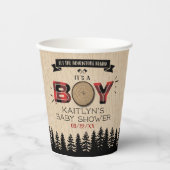 Rustikaler Wald Kariert Lumberjack Boys Babydusche Pappbecher (Vorderseite)