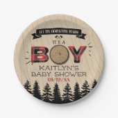 Rustikaler Wald Kariert Lumberjack Boys Babydusche Pappteller (Vorderseite)