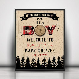 Rustikaler Wald Kariert Lumberjack Boys Babydusche Poster