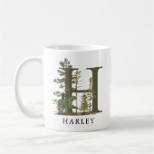 Rustikaler Wald Letter H Monogram Name Kaffeetasse (Links)