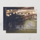 Rustikaler Wald & Licht Rett Datum Ankündigungspostkarte (Vorne/Hinten)