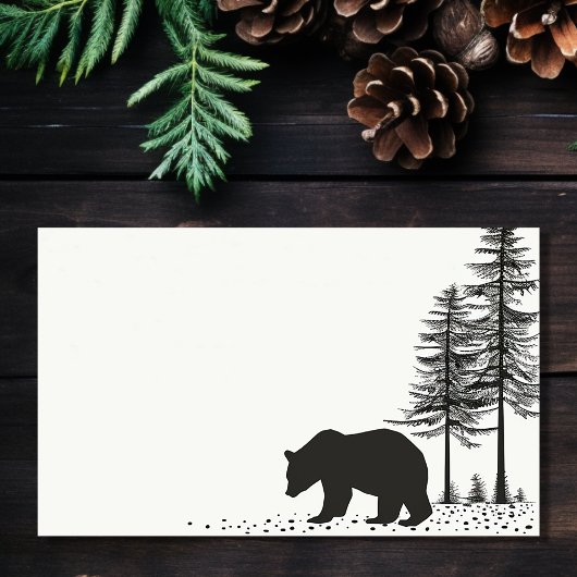 Rustikaler Wald mit einfachem schwarzem Bär Visitenkarte