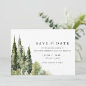 Rustikaler Wald | Moderne Grüne Hochzeit im Freien Save The Date (Stehend Vorderseite)