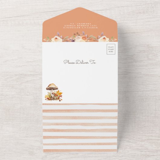 Rustikaler Wald Mushroom Kinderdusche All In One Einladung (Außenbereich)