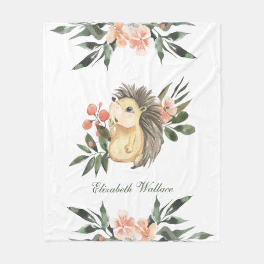 Rustikaler Wald Niedlicher Igel Fleecedecke (Vorderseite)