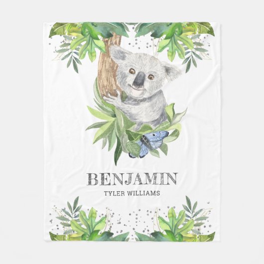 Rustikaler Wald Niedlicher Koala-Bär Fleecedecke (Vorderseite)