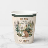Rustikaler Wald Oh Boy Bearly Wait Baby Dusche Pappbecher (Rückseite)