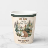 Rustikaler Wald Oh Boy Bearly Wait Baby Dusche Pappbecher (Vorderseite)