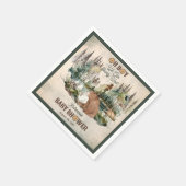 Rustikaler Wald Oh Boy Bearly Wait Baby Dusche Serviette (Ecke)