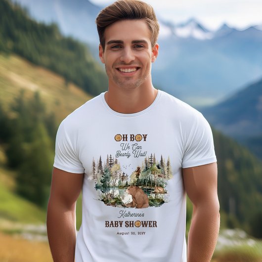Rustikaler Wald Oh Boy Bearly Wait Baby Dusche T-Shirt