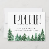 Rustikaler Wald OPEN BAR Save the Date Spaß Ankündigung (Vorderseite)