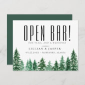 Rustikaler Wald OPEN BAR Save the Date Spaß Ankündigung (Vorne/Hinten)