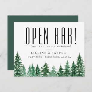 Rustikaler Wald OPEN BAR Save the Date Spaß Ankündigung