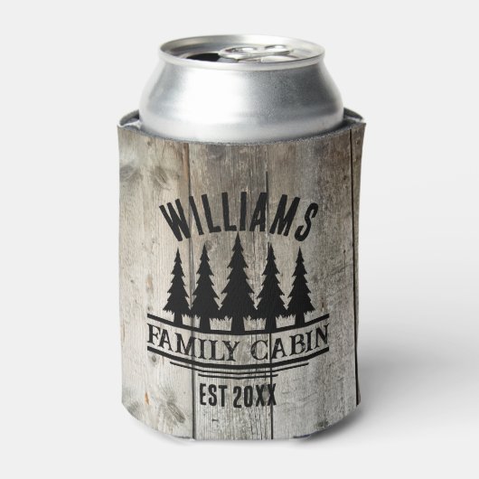 Rustikaler Wald Personalisierte Familienhäuser Nam Dosenkühler (Kanne Vorderseite)
