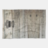 Rustikaler Wald Personalisierte Familienhäuser Nam Geschirrtuch (Horizontal)