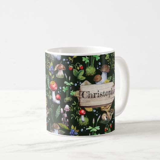 Rustikaler Wald Pilze Pflanze Berries Kaffeetasse (VorderseiteRechts)