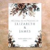 Rustikaler Wald Pinecone Blumenzwiese Begrüßungsze Poster