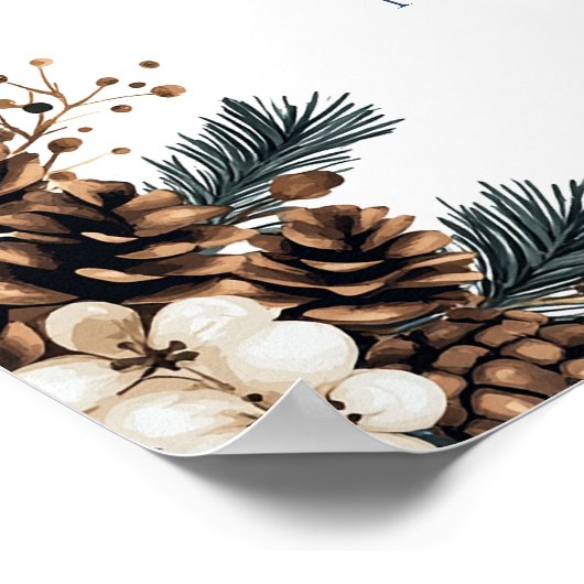 Rustikaler Wald Pinecone Blumenzwiese Begrüßungsze Poster (Ecke)