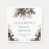 Rustikaler Wald Pinecones Brautparty Serviette (Vorderseite)