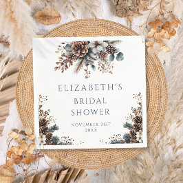 Rustikaler Wald Pinecones Brautparty Serviette