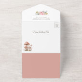 Rustikaler Wald Pink Mushroom Kinderdusche All In One Einladung (Außenbereich)