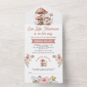 Rustikaler Wald Pink Mushroom Kinderdusche All In One Einladung (Innen Boden)