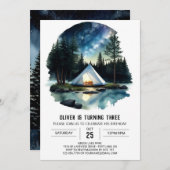 Rustikaler Wald Retreat Geburtstag Einladung (Vorne/Hinten)