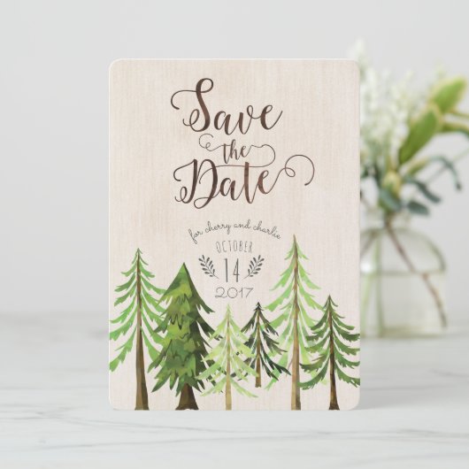 Rustikaler Wald rettet die Daten Save The Date (Stehend Vorderseite)