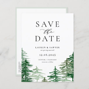 Rustikaler Wald Save the Date Ankündigungspostkarte