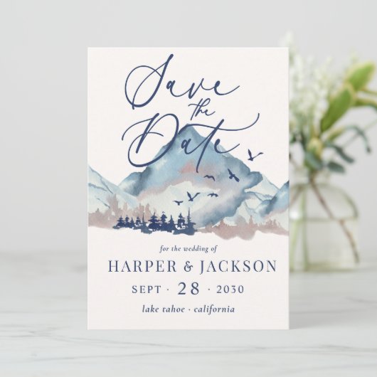 Rustikaler Wald Save the Date Einladung (Stehend Vorderseite)