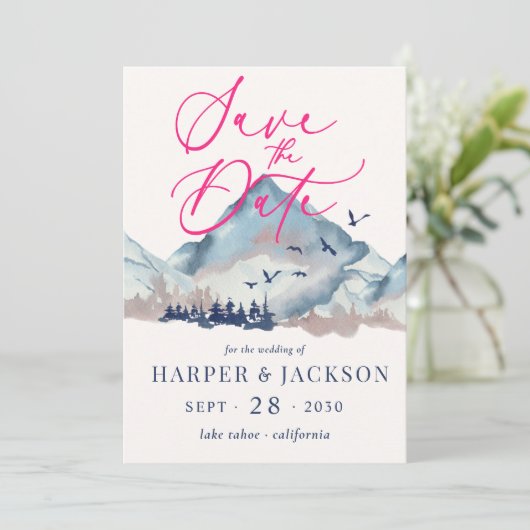 Rustikaler Wald Save the Date Einladung (Stehend Vorderseite)