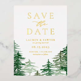 Rustikaler Wald Save the Date Folie Einladungspostkarte