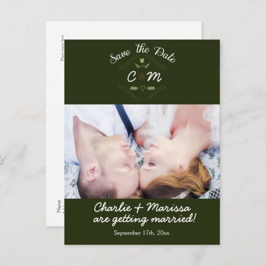 Rustikaler Wald SAVE THE DATE Foto Postkarte (Vorne/Hinten)
