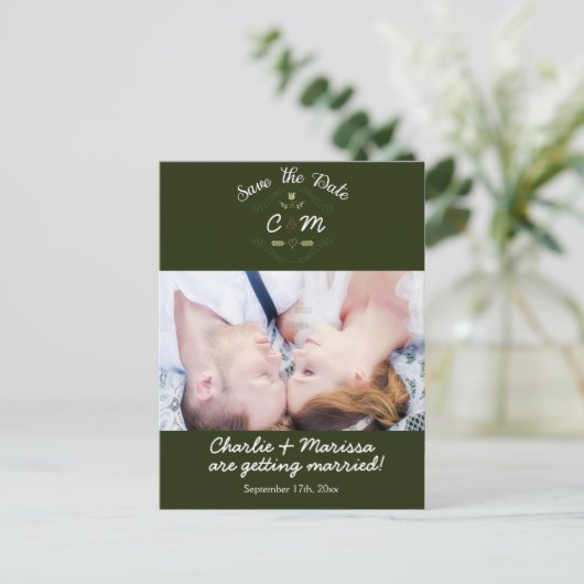 Rustikaler Wald SAVE THE DATE Foto Postkarte (Stehend Vorderseite)