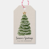 Rustikaler Wald Weihnachtsbaum Beige Urlaub Geschenkanhänger (Vorderseite)