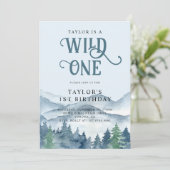 Rustikaler Wald Wild 1. Geburtstag Einladung (Stehend Vorderseite)