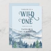 Rustikaler Wald Wild 1. Geburtstag Einladung (Vorne/Hinten)