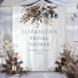 Rustikaler Wald Winter Brautparty Foto Hintergrund Wandteppich