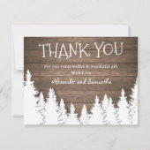 Rustikaler Wald Winter Pine Tree Danke Karte (Vorderseite)