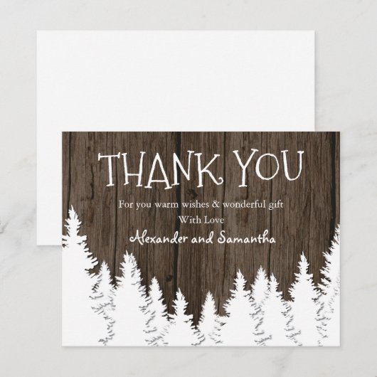Rustikaler Wald Winter Pine Tree Danke Karte (Vorne/Hinten)