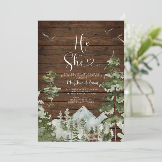 Rustikaler Wald Winterwald, bei dem er oder sie Ge Einladung (Stehend Vorderseite)