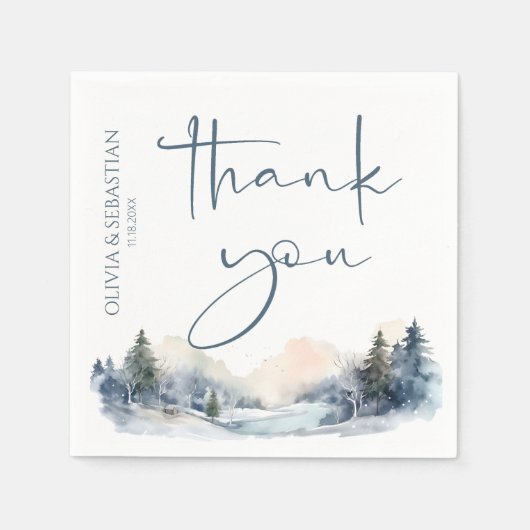Rustikaler Wald Winterwald Danke Serviette (Vorderseite)