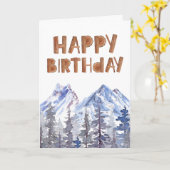 Rustikaler Wald Winterwald "Happy Birthday" Karte (Gelbe Blume)