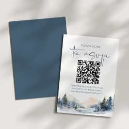 Rustikaler Wald Winterwald QR-Code Hochzeit RSVP Karte