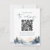 Rustikaler Wald Winterwald QR-Code Hochzeit RSVP Karte (Vorderseite)