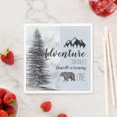 Rustikaler Waldbär Blauer Junge erster Geburtstag Serviette (Beispiel)