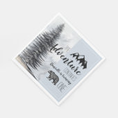 Rustikaler Waldbär Blauer Junge erster Geburtstag Serviette (Ecke)